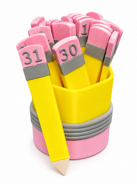 Printed Number Pencil Set with Holder