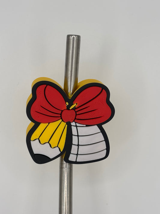 Pencil Paper Bow Straw Topper 10mm