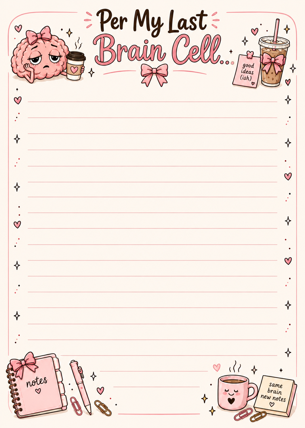Per My Last Brain Cell Lined Notepad