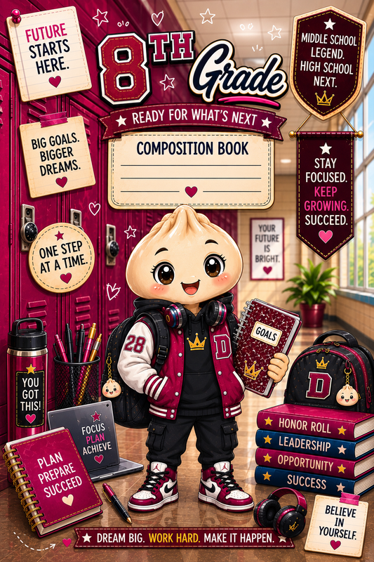 8th Grade Dumpling Academy Composition Book - Pink