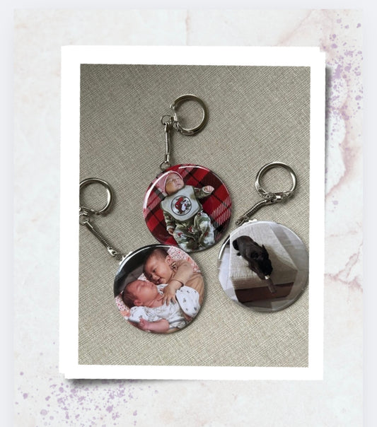 Nine Custom Photo Keychain Round 2.25