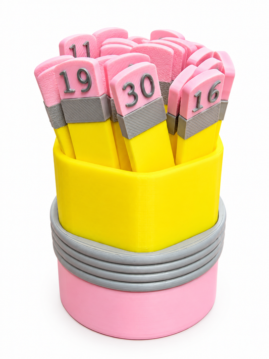Printed Number Pencil Set with Holder