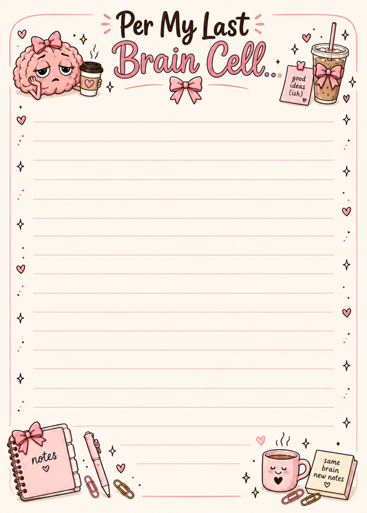 Per My Last Brain Cell Lined Notepad